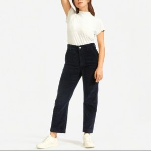 Everlane Corduroy Straight Leg Crop in Navy Blue